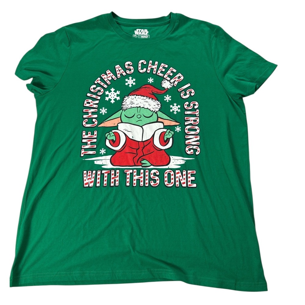 Star Wars Grogu Baby Yoda Christmas Cheer T-Shirt Green Size‎ XXL NWT